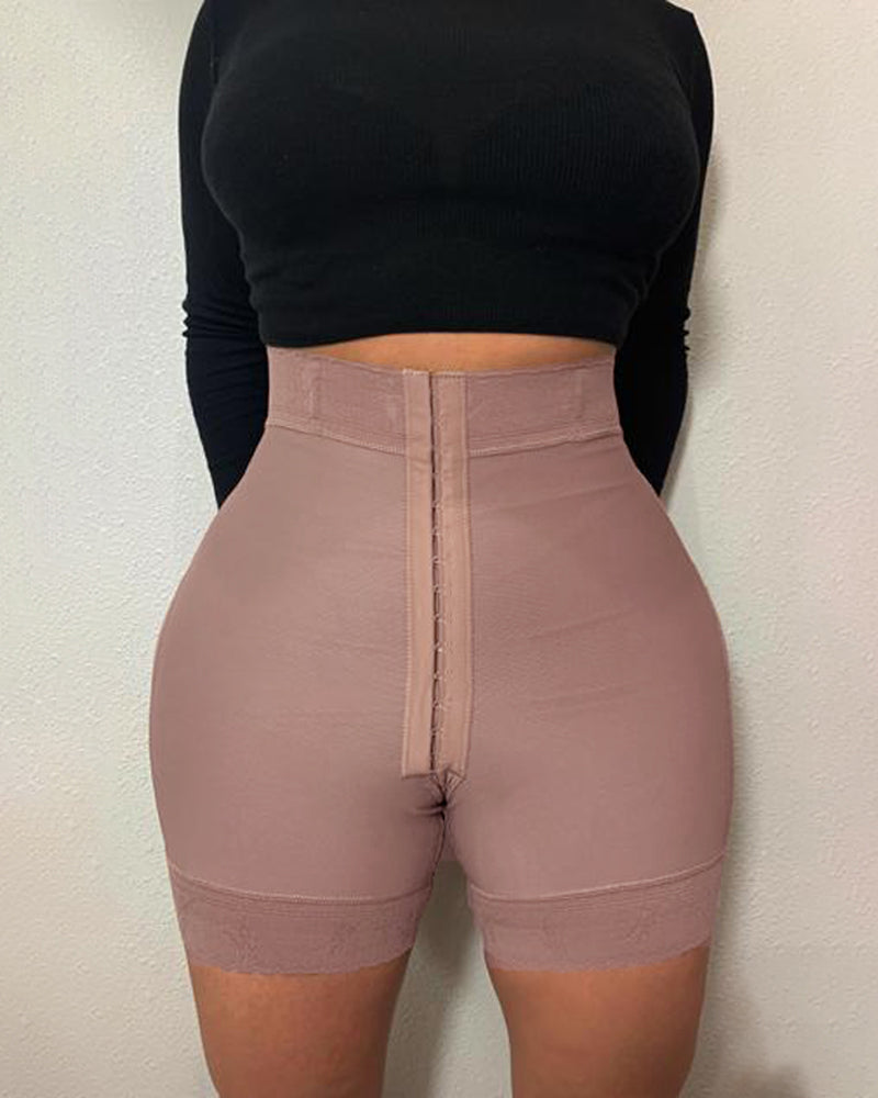 High Compression Garment (powernet) Butt Lifter 3 Hook Butt Lifting Shorts RosyBrown