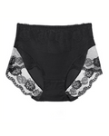 Sexy Lace Breathable Plus Size Tummy Control Briefs Black One Size