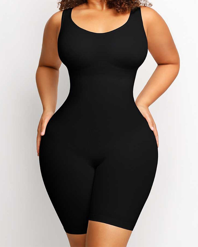One Piece Tummy Control Seamless Bodysuit Black
