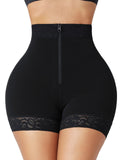 High Waist Front Zipper Butt Lifter Shorts Black