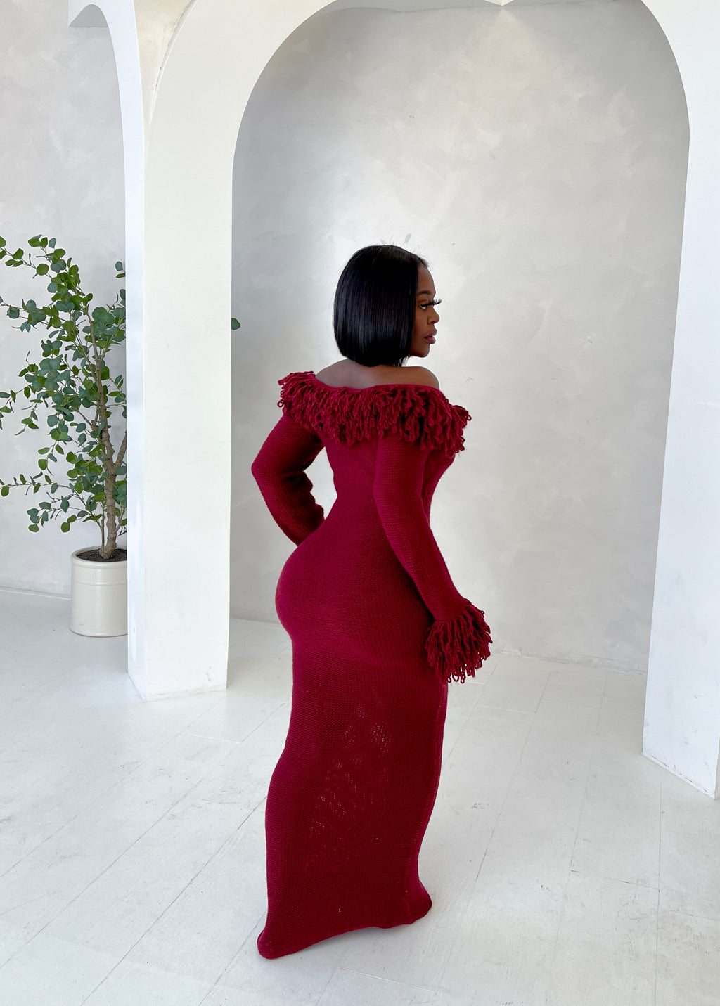 “BRYIA” FRINGE KNIT DRESS(S-XL)