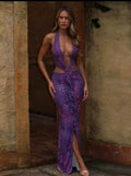 Purple cut out maxi dress