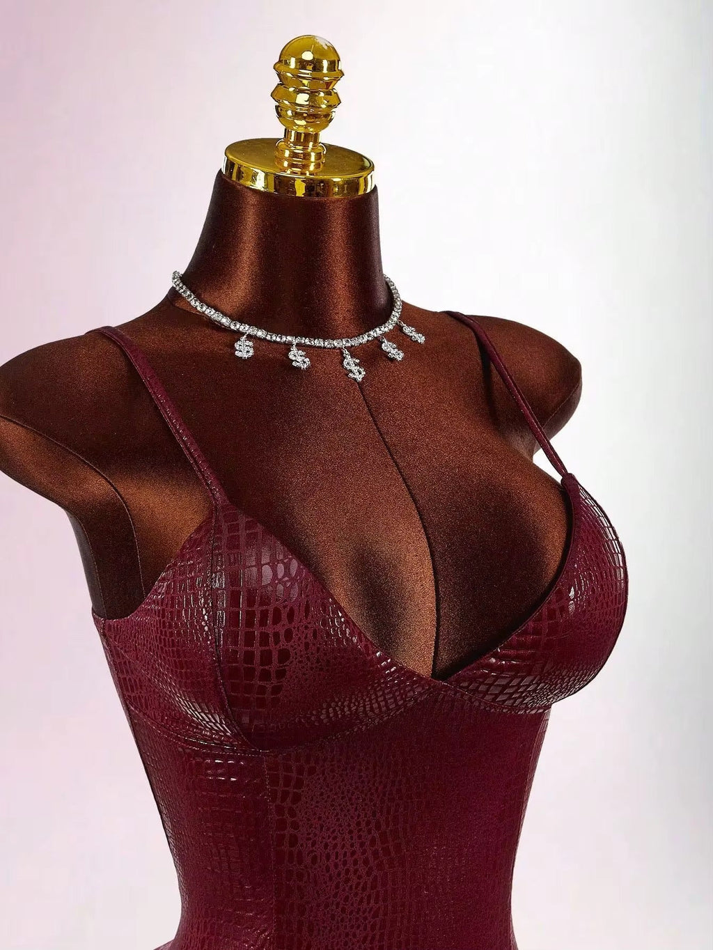 Gida Burgundy Snake Print Mini Dress