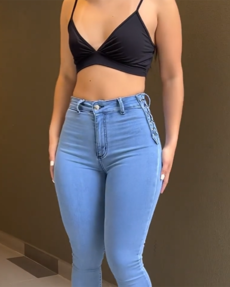 Fashion Skinny Braided Comfortable Jeans