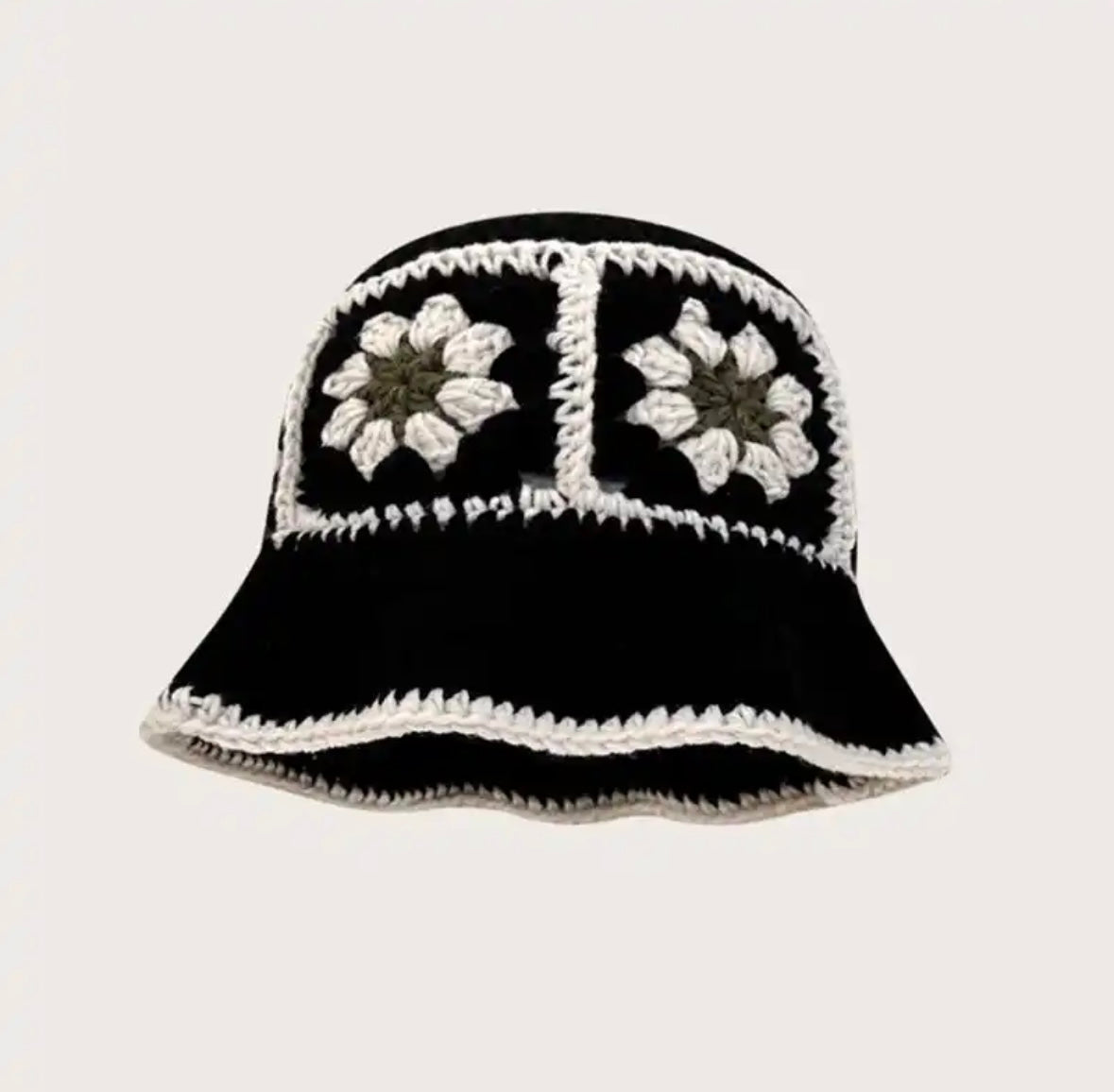 Flower bucket hat Black