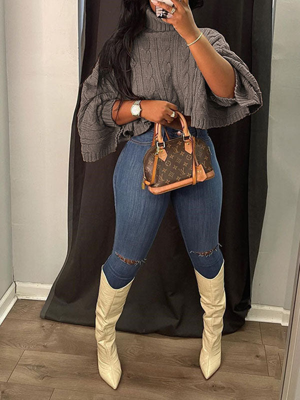 Knit Turtleneck Poncho--Clearance