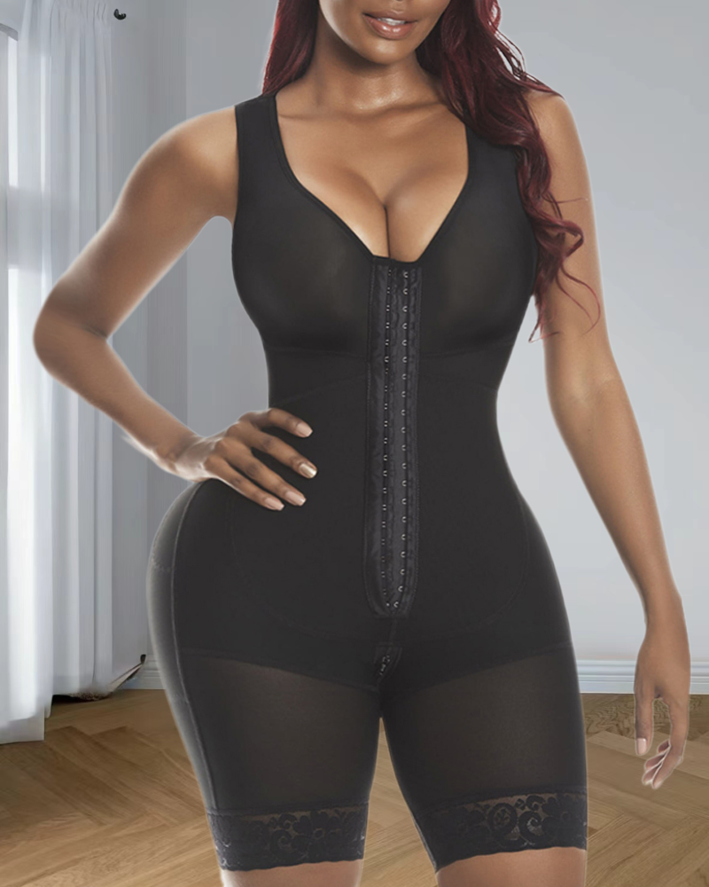 Compression Hook Attached Bra Enhancing and Smooth Curves Girdle Black