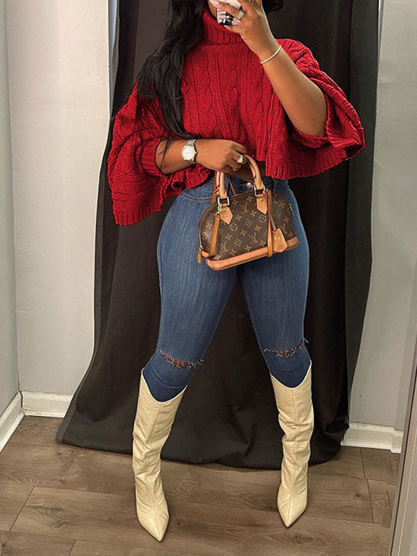 Knit Turtleneck Poncho--Clearance