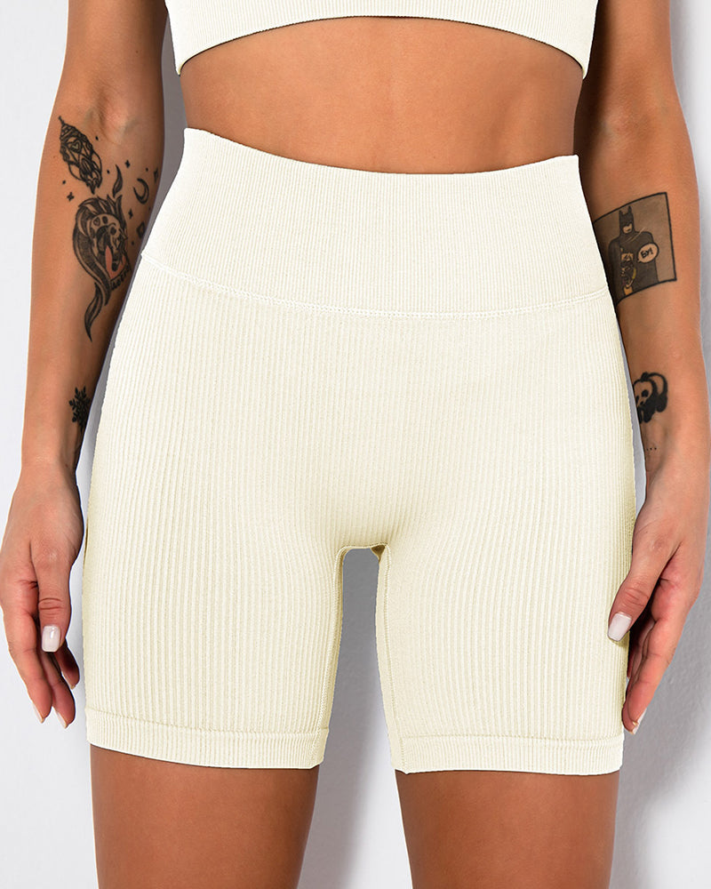 High Waist Fitness Pants Sports Running Yoga Shorts White
