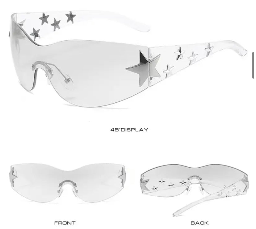 Please Me Clear Tint Silver Star Detail Shades