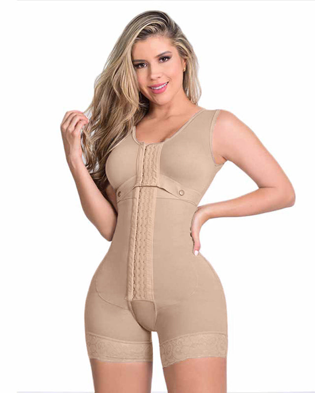 High Compression With Hook And Eye Front Closure Shapewear Beige