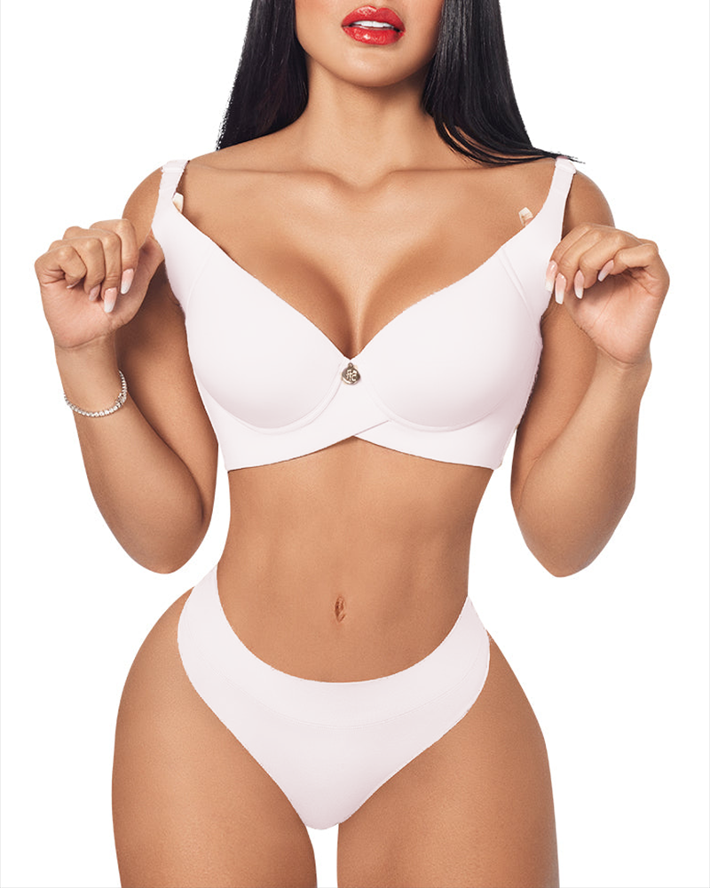 Women Fashion Adjustable Straps Lingerie Sets(2 Pieces) White
