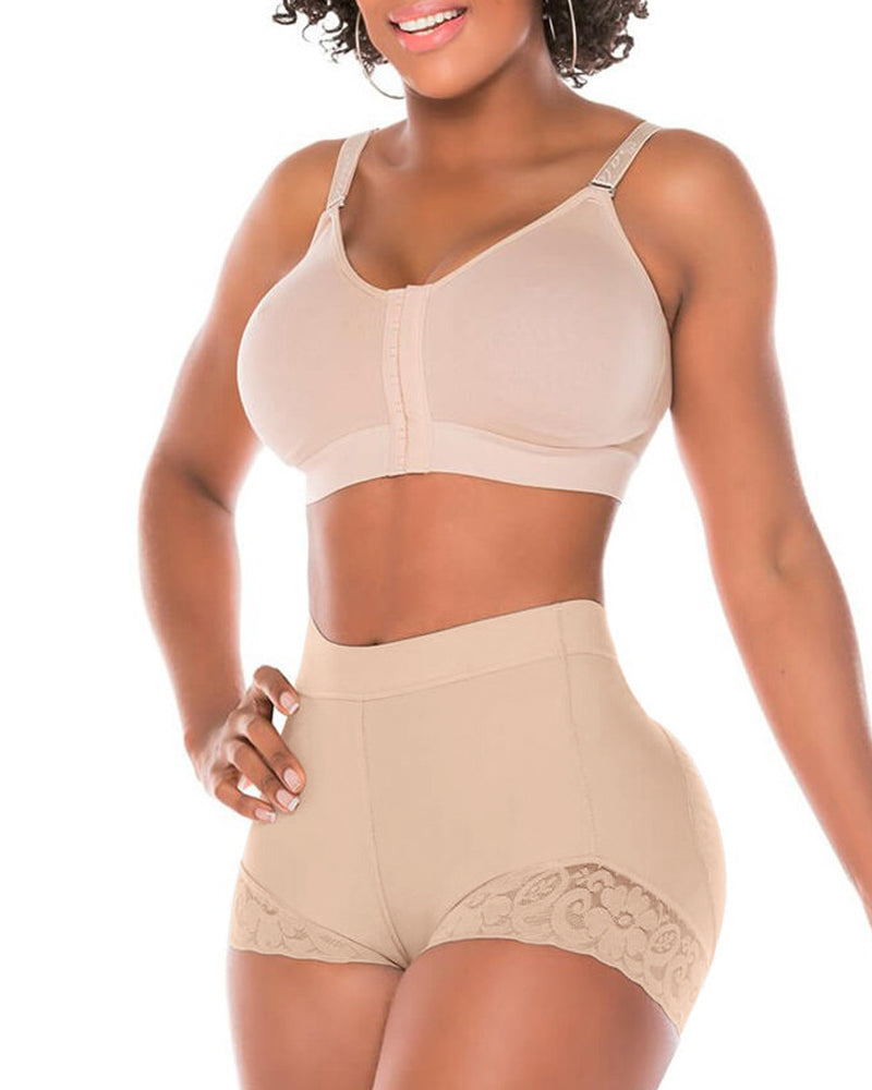 High Waist Lace Tummy Controlshaping Shorts Beige