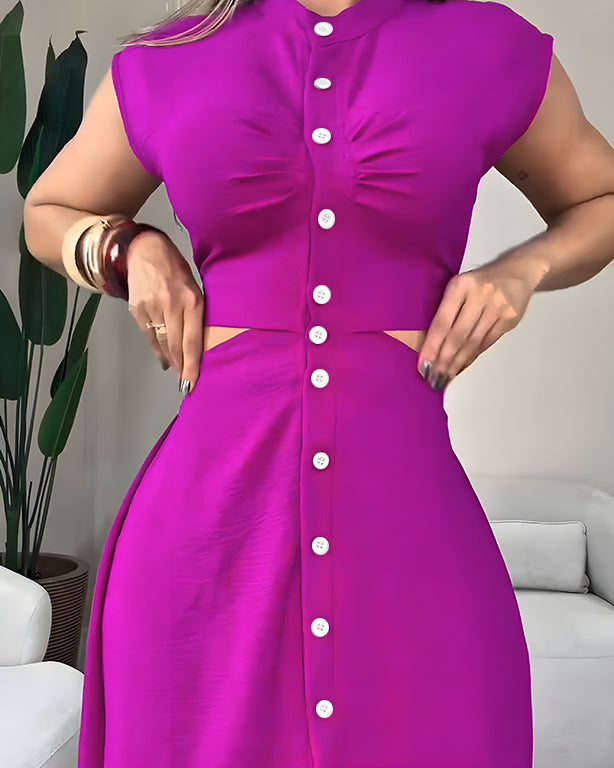 Women's Sleeveless Button Sexy Slim Fit Dress