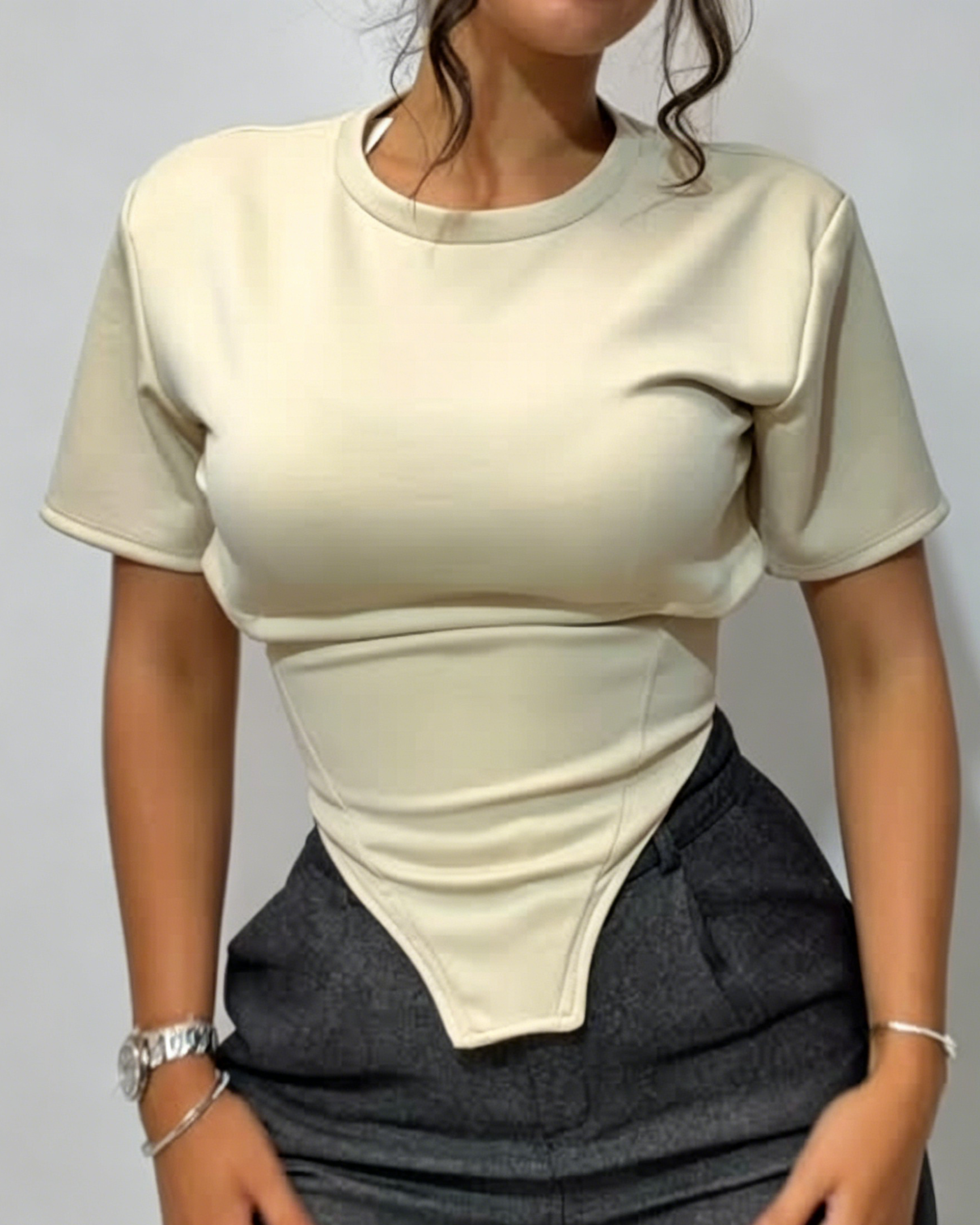 Corset Lace-Up Backless T-Shirt