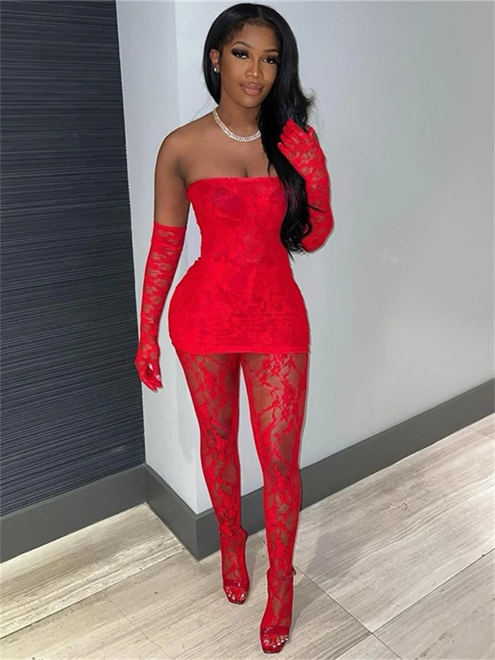 My Way Mesh Set Red (with gloves)