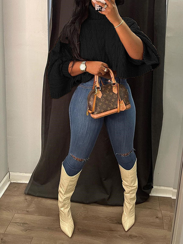 Knit Turtleneck Poncho--Clearance