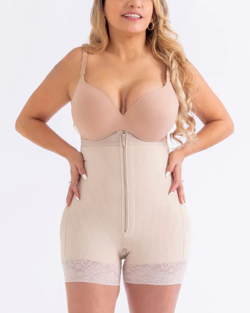 Fashion Adjustable Strap Tummy Control Body Shaper Panty Beige