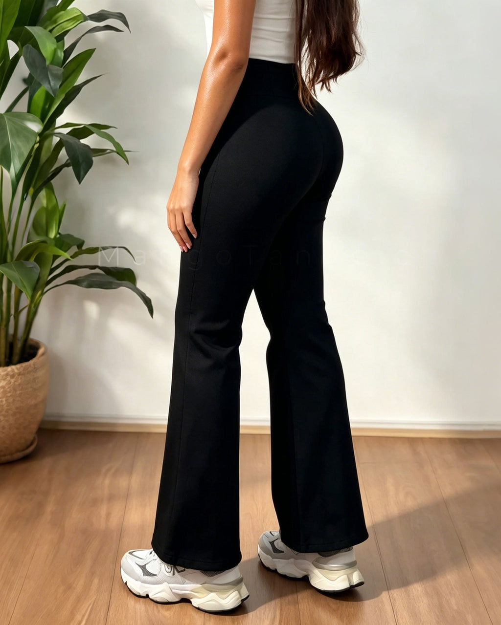 High Waisted Zipper Button Slim Fit Flared Pants