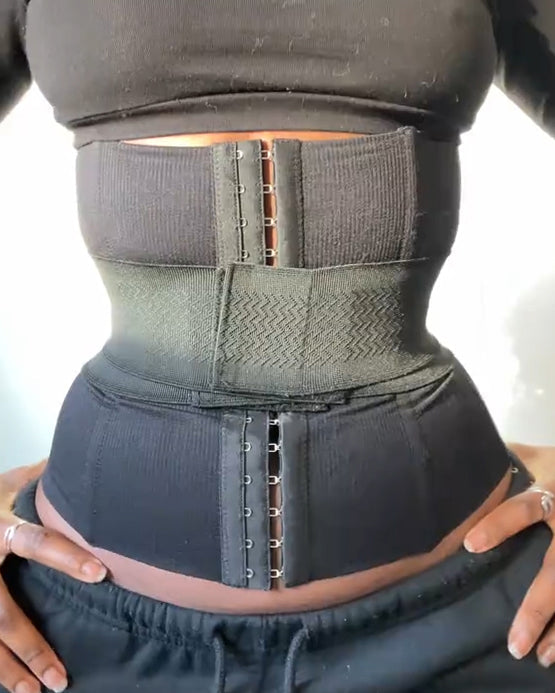 Double-Layer Tummy Sculpt Waist Trainer Black