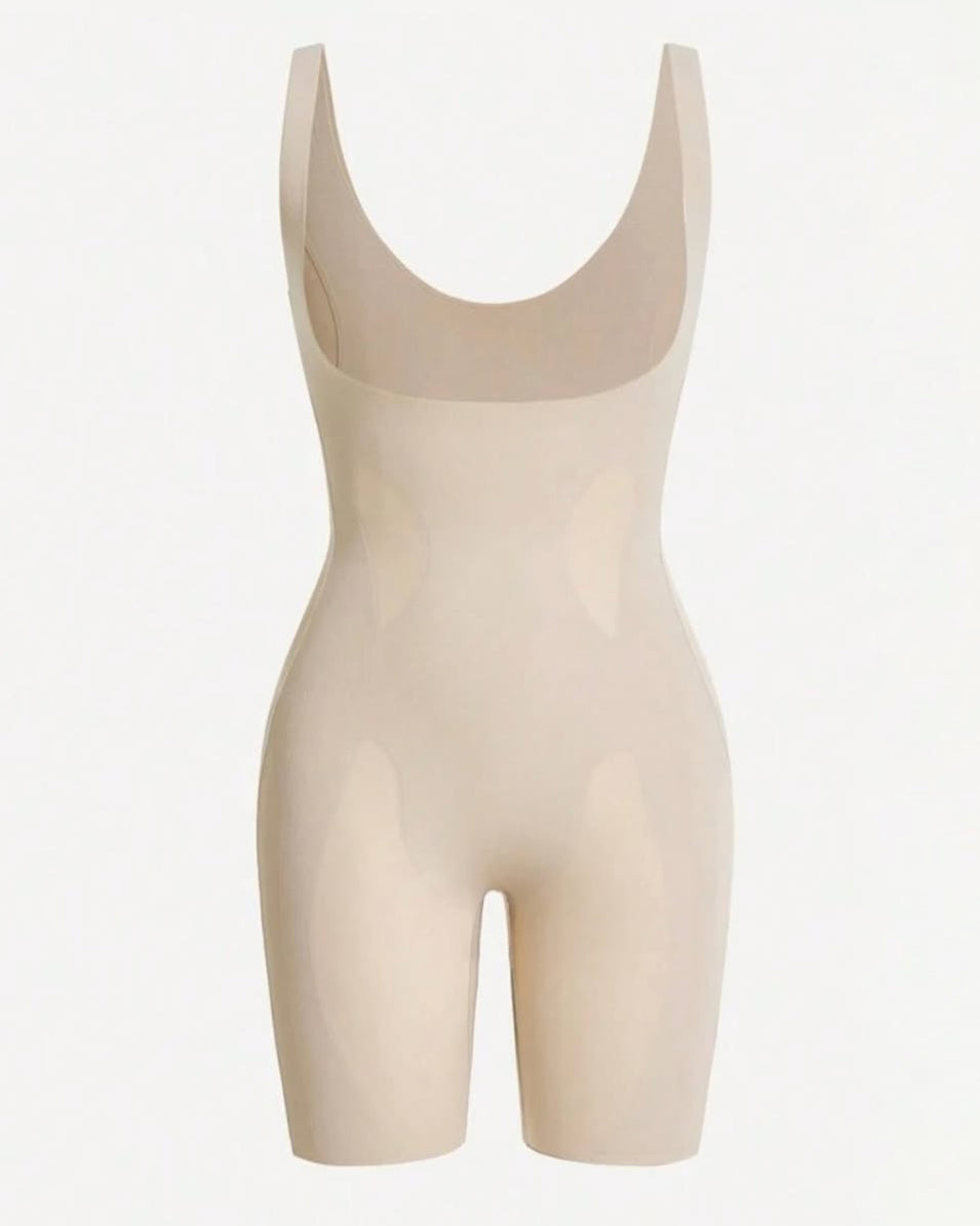 Seamless Open Chest Wide Straps Shapewear Tan