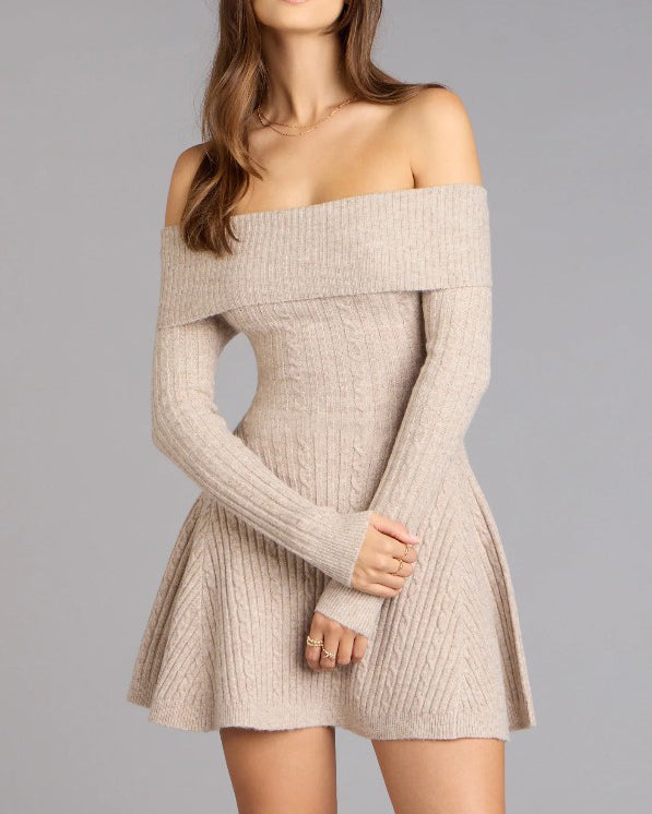 Women's Knitted Off-Shoulder Slim-Fit Dress