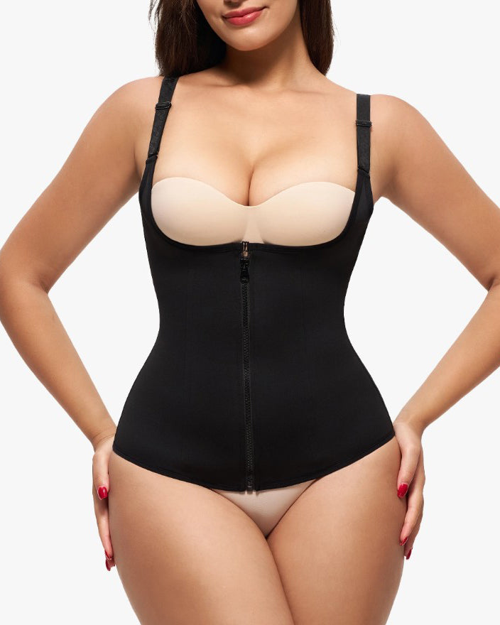 Tummy Shaping Open-Bust Waist Trainer Vest Black