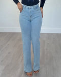 Women's Rhinestone Straight Leg Jeans Lightblue
