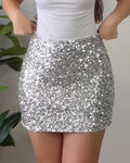 Women's Fashionable Sparkling Sequined Skirt Silver