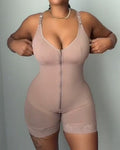 Front Zip Comfort Tummy Shaping Full Body Shaper RosyBrown