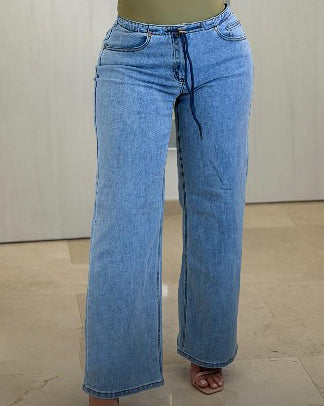 Women's Tie Up Slim-Fit Jeans Lightblue