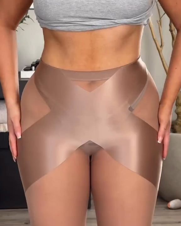 Women's Sheer Mesh Butt Lifter Mid-Length Leggings