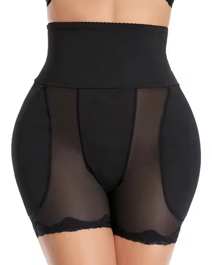 Lace Sheer Mesh Hip-Lifting Shorts with Padded