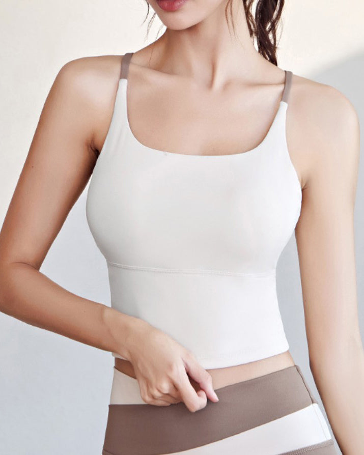 High Elastic Comfort Sports Vest with Bust Pad White