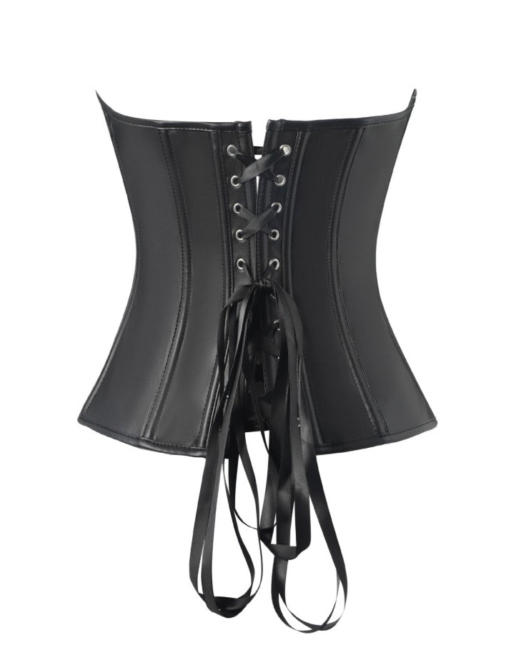 Sexy Front Zipper Tummy-Control Leather Corset Top