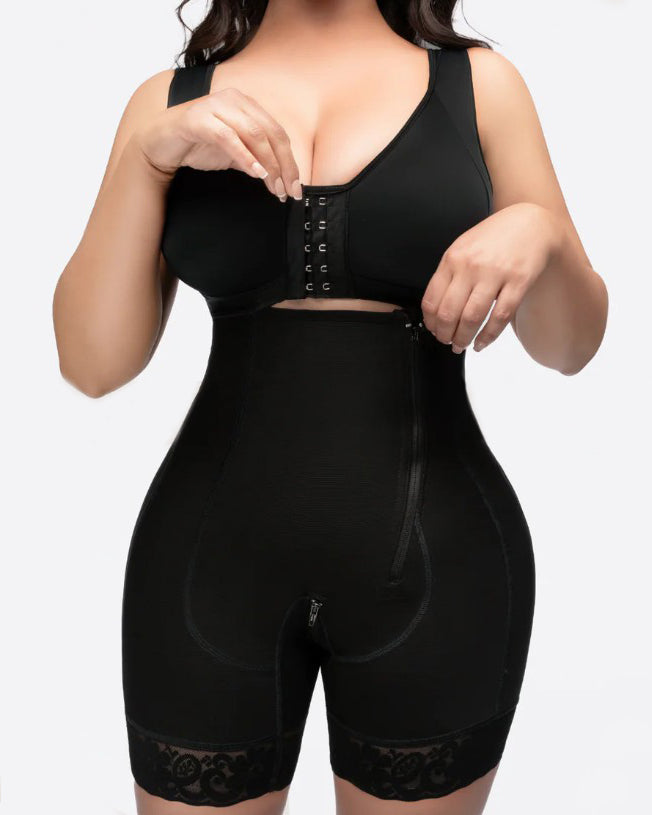 Side-Zipper Tummy Control Full-Body Shapewear Black