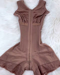 Strong Tummy Compression Full Body Shaper with Steel Bone RosyBrown