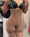 Front Zipper Strapless Body Shaper RosyBrown