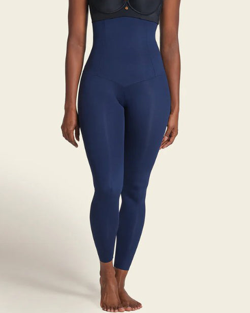 High-Waisted Abdominal Compression Shaper Leggings Blue