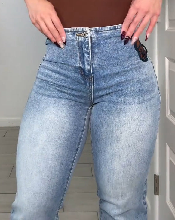 Women's Cutout Butterfly Slim-Fit Flared Jeans