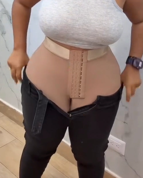 3-Row Hook Eye Butt Sculpting Mid-Length Pants