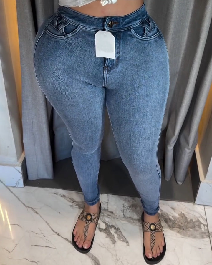 Butt Lifter High Rise Skinny Jeans Lightblue