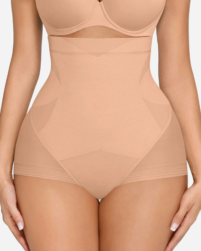 Sheer Mesh Tummy Shaping Shorts Tan