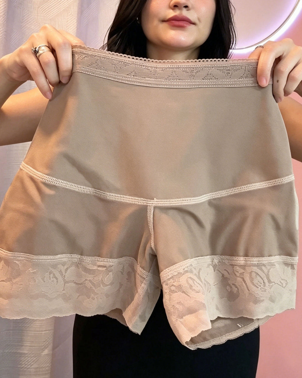 Floral Lace Trim Anti Friction Hip Lifting Shorts
