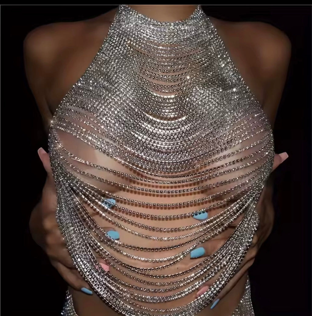 Rhinestone Drape Top