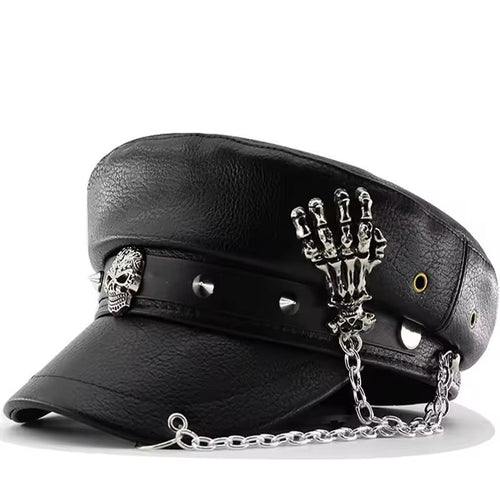 Black Leather Skull Hats 2