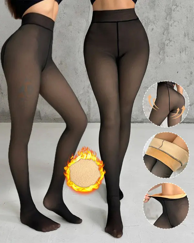 Plush Warm Body Shaping Leggings Black One Size