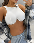 Cotton Support Bra with Adjustable Back White