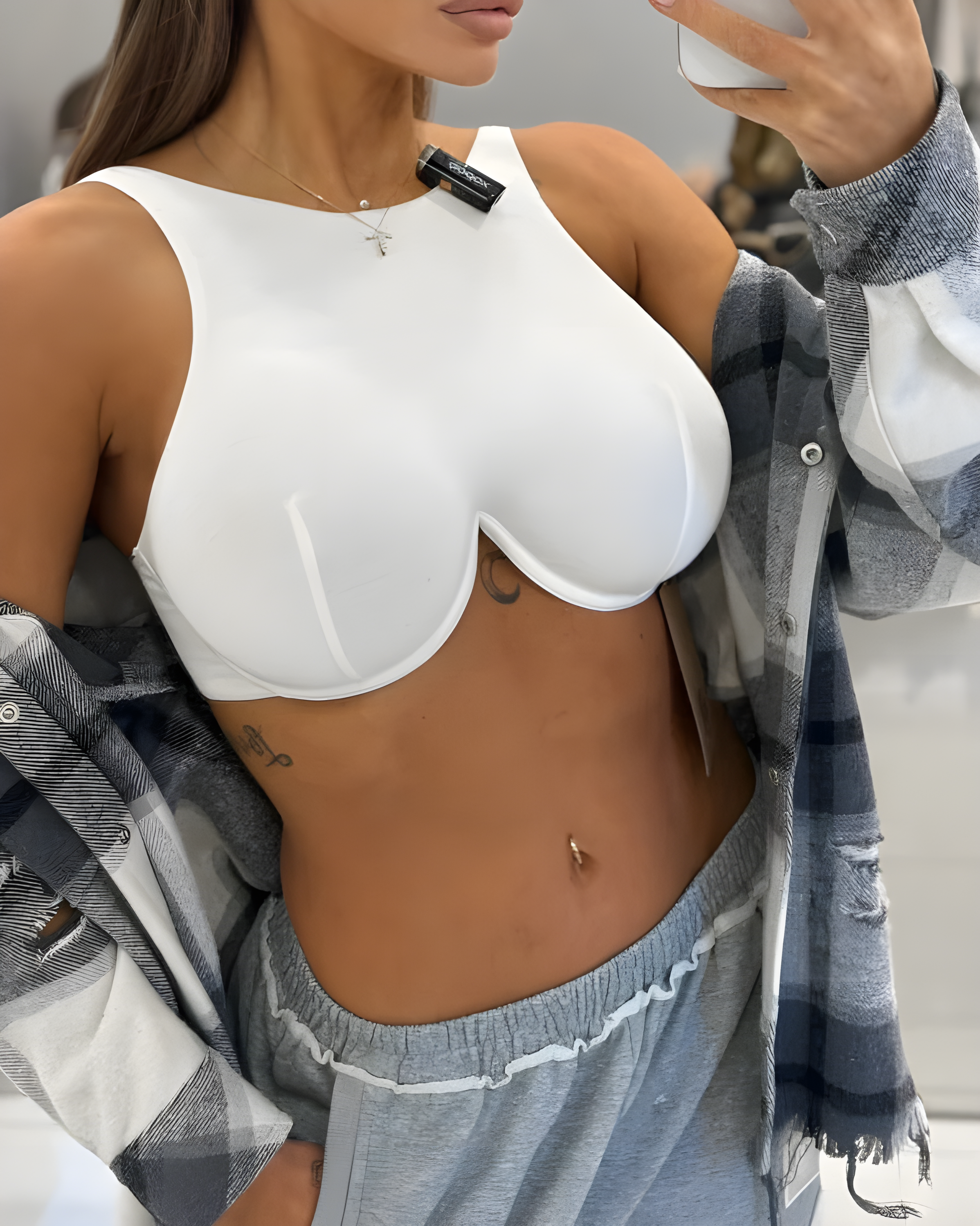 Cotton Support Bra with Adjustable Back White