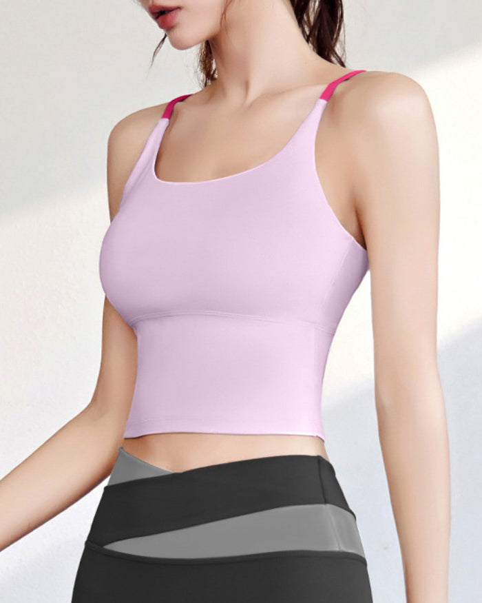 High Elastic Comfort Sports Vest with Bust Pad Pink